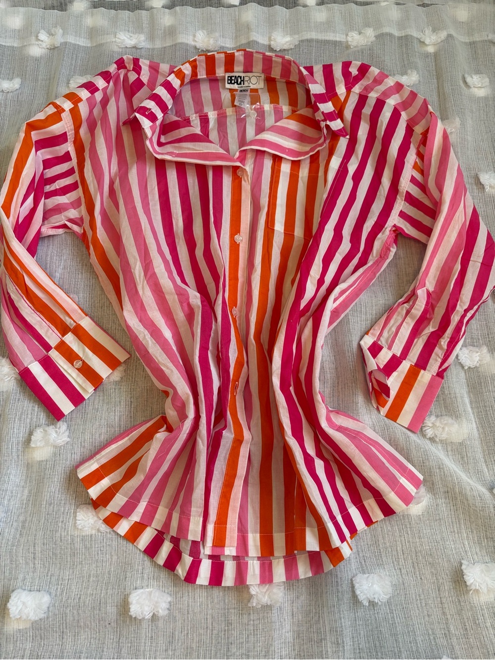 Beach Riot Pink + Orange Striped Swim Coverup Shirt